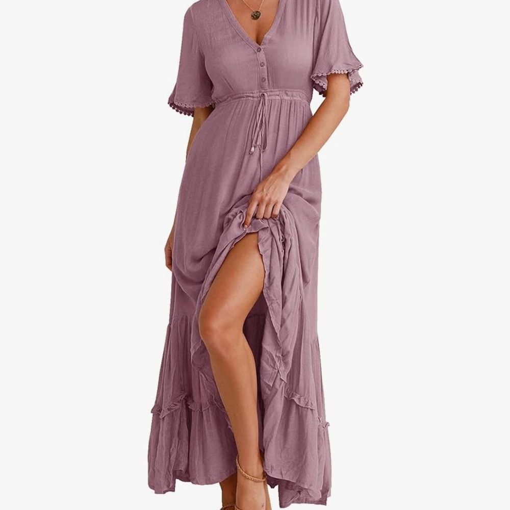 Mauve long boho dress